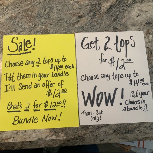 SALE GET 2 TOPS FOR $12 / BUNDLE 2 TOPS UP TO $14 EACH FOR $12 - Picture 1 of 1